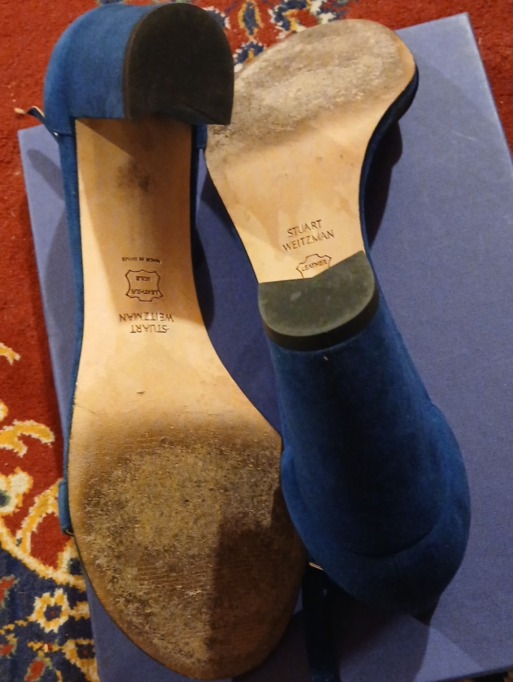 Stuart Weitzman Blue Suede Heels - Picture 3 of 3